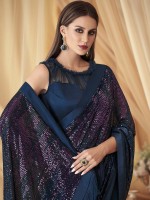 Peacock Blue Georgette Silk Saree